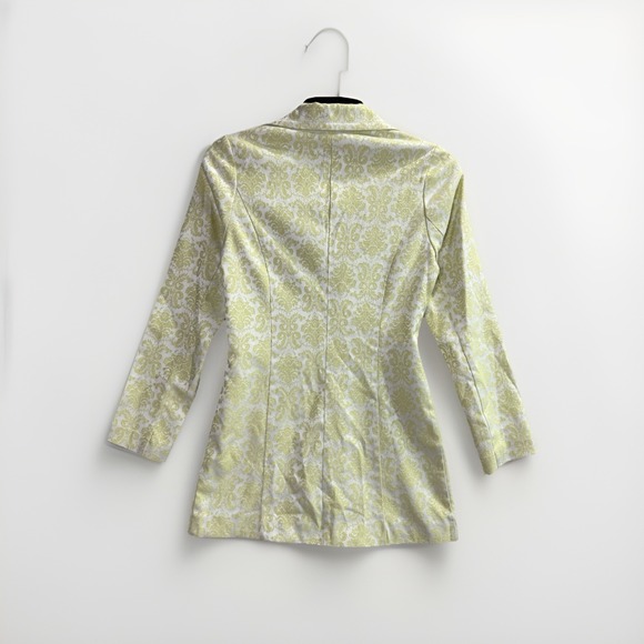 Forever 21 Women's Blazer Jacket Small Lime Green Jacquard Button Front Boho Y2K - Picture 2 of 7